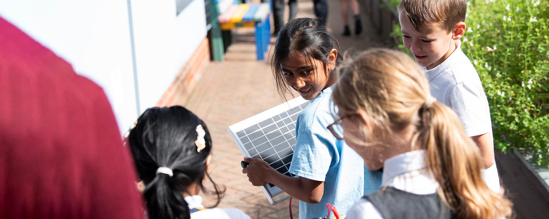 churchfields students with the bright sparks solar kit