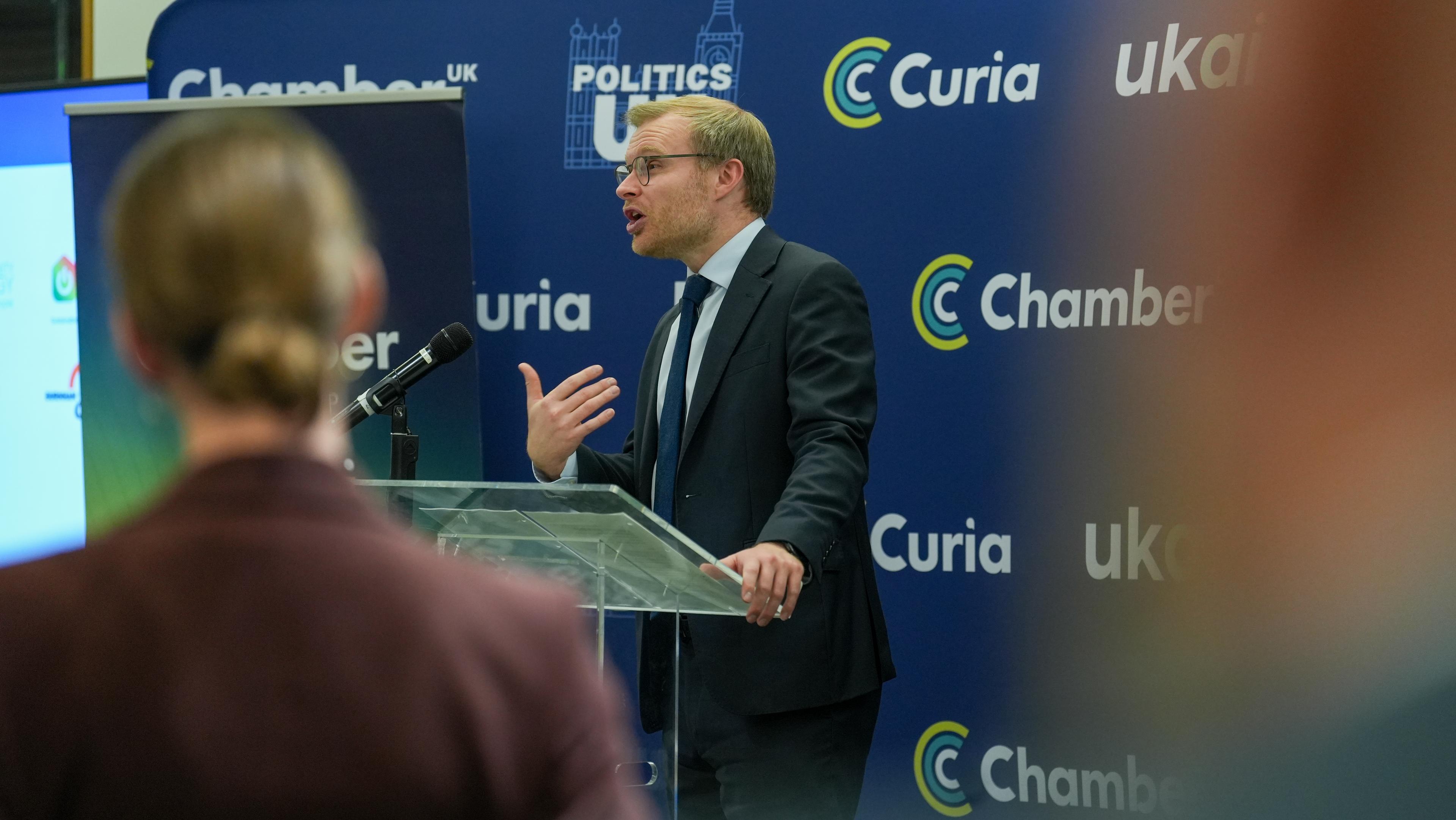 Michael Shanks MP, and Energy Minister, speaks at the Parliamentary showcase.